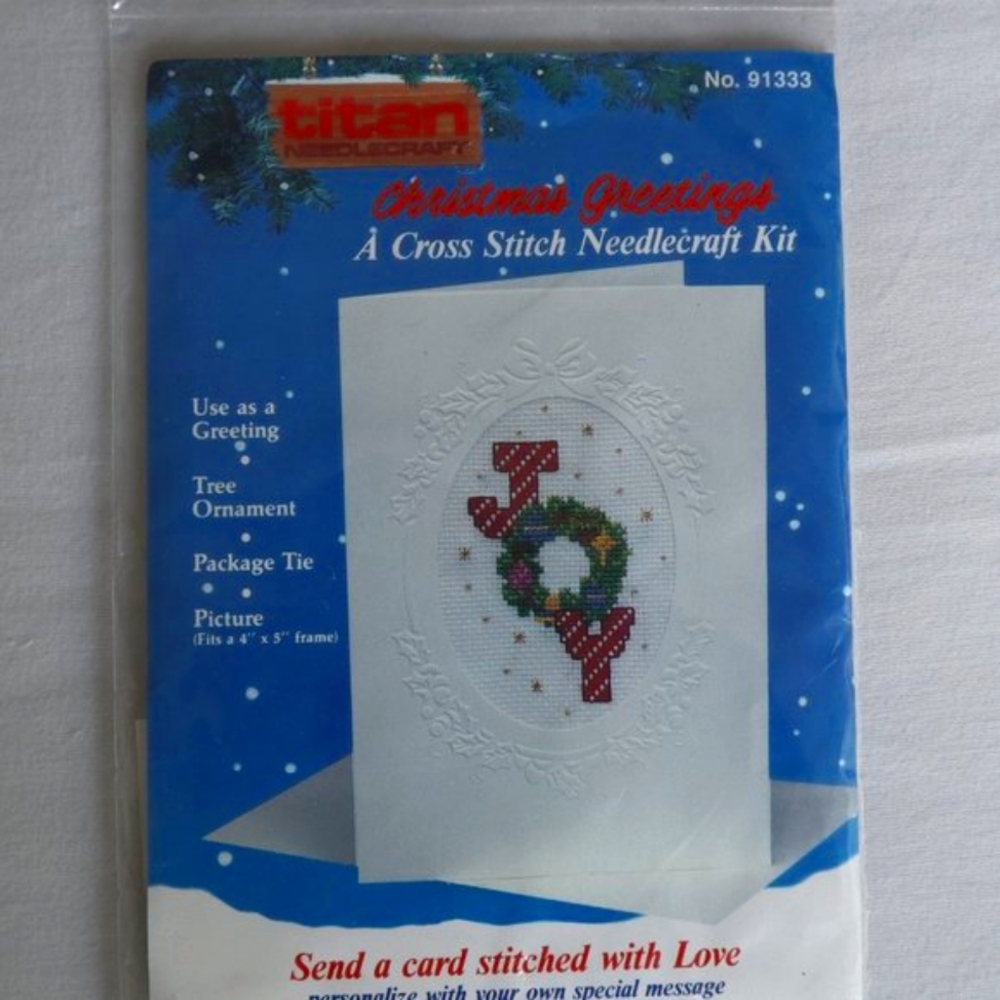 Vintage 1988 Titan Cross Stitch Kit "Christmas Greetings" | DIY Holiday Cards
